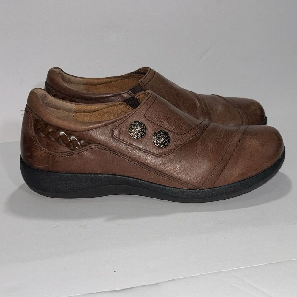 Aetrex‎ Leather Monk Strap Loafers Womens 8.5B Brown Comfort Casual Karina